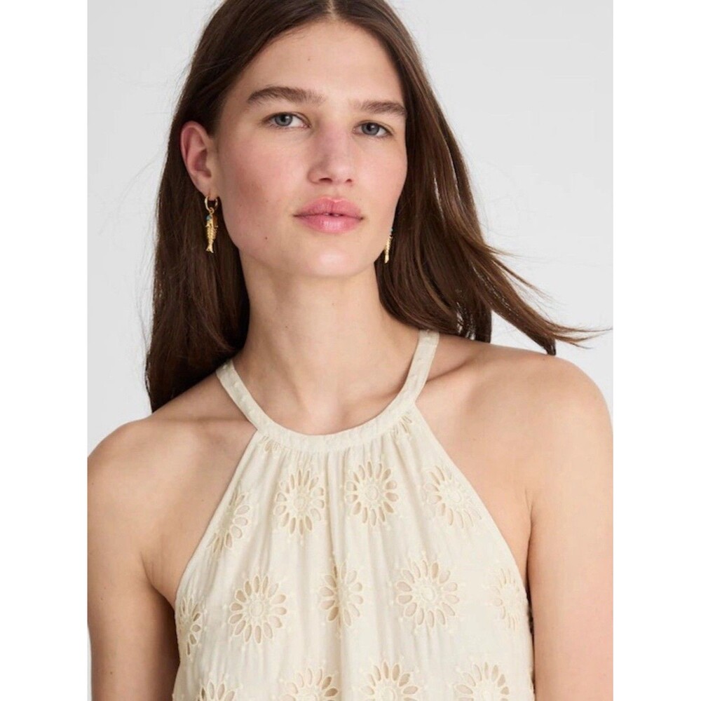 Madewell $198 Embroidered Drop-Waist Maxi Dress Floral Eyelet Ivory Size XXS - Picture 6 of 13